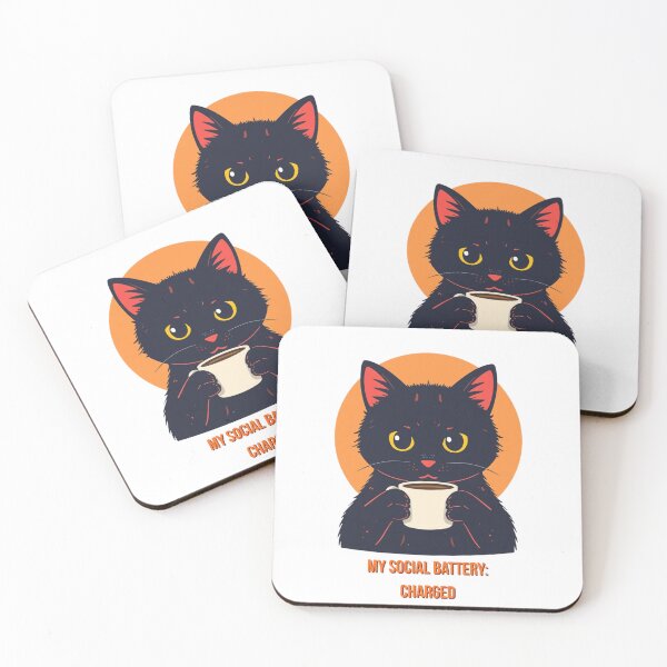 Item preview, My Social Battery Charged Funny Cat Design designed and sold by PrintologyAura.