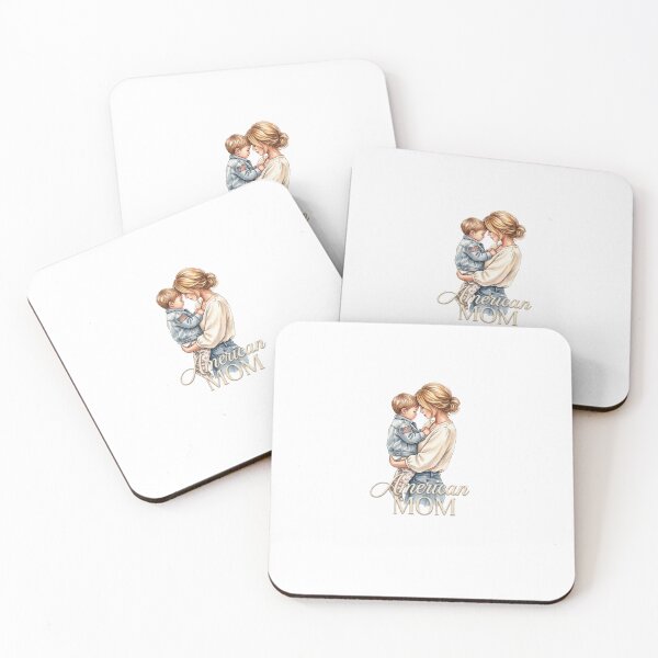 Item preview, American mom and child watercolor art  designed and sold by Nova.Line Creative Studio.