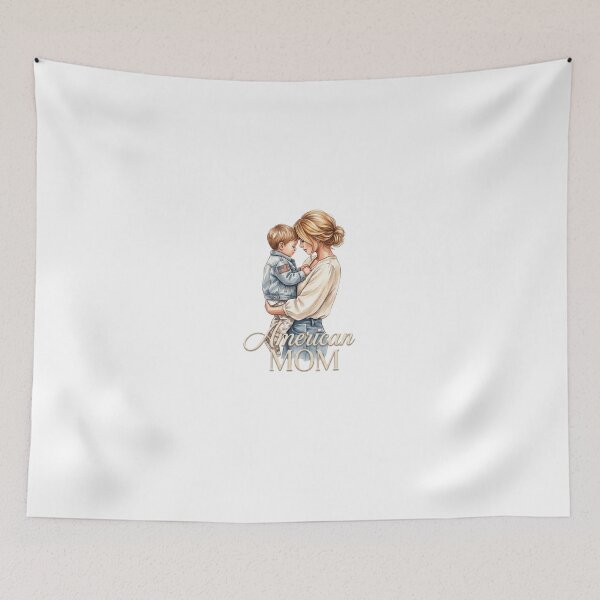 Item preview, American mom and child watercolor art  designed and sold by Nova.Line Creative Studio.