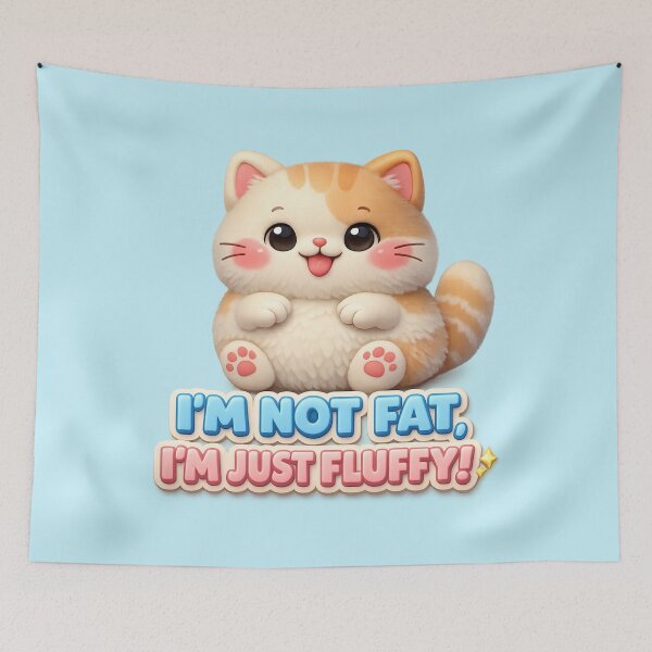 Item preview, 3D Pastel Cute Fluffy Cat Funny Quote  designed and sold by Nusha Creations.