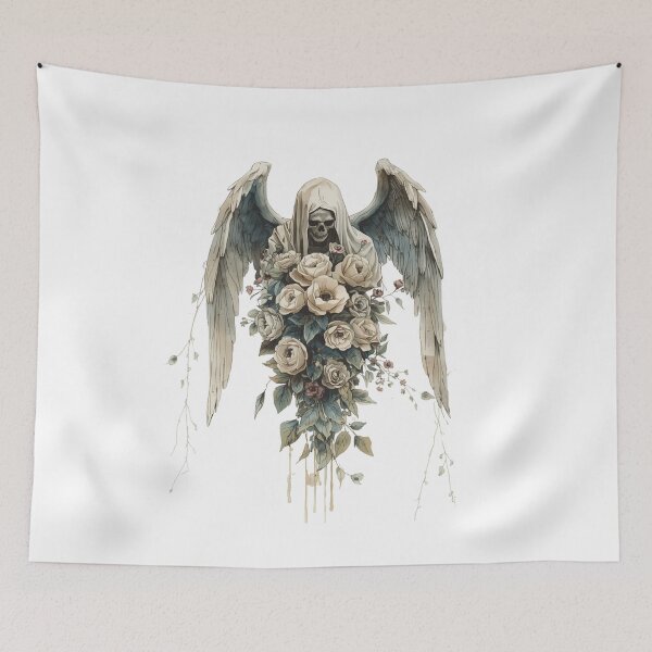Item preview, Angel of death with a bouquet of flowers designed and sold by uunaa.