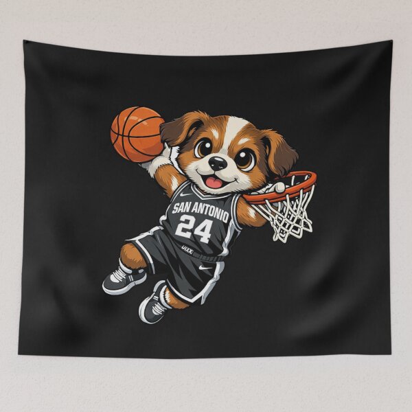 Item preview, Cute Dog Basketball Player Dunking Hoop designed and sold by Tsugraf Designs.