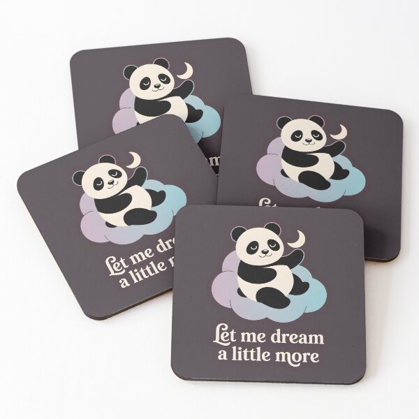 Item preview, Let Me Dream a Little More – Minimalist Panda Cloud Art Print, Moon Pillow Illustration designed and sold by Montodesign.