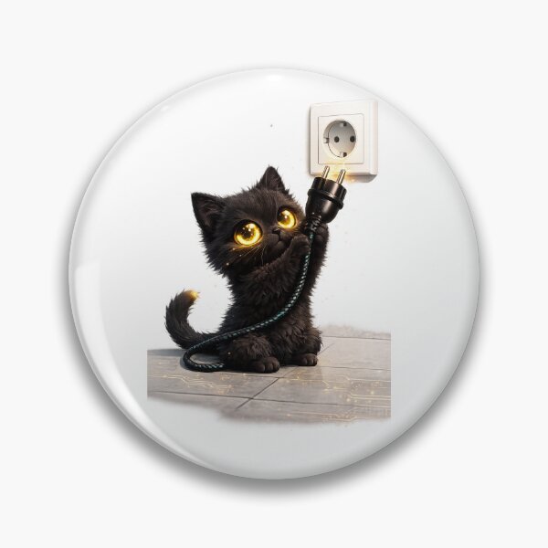 Item preview, Electric Kitten - Neon Eye Black Cat Plug designed and sold by WattSarkasmus.