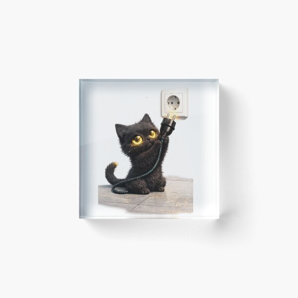 Item preview, Electric Kitten - Neon Eye Black Cat Plug designed and sold by WattSarkasmus.