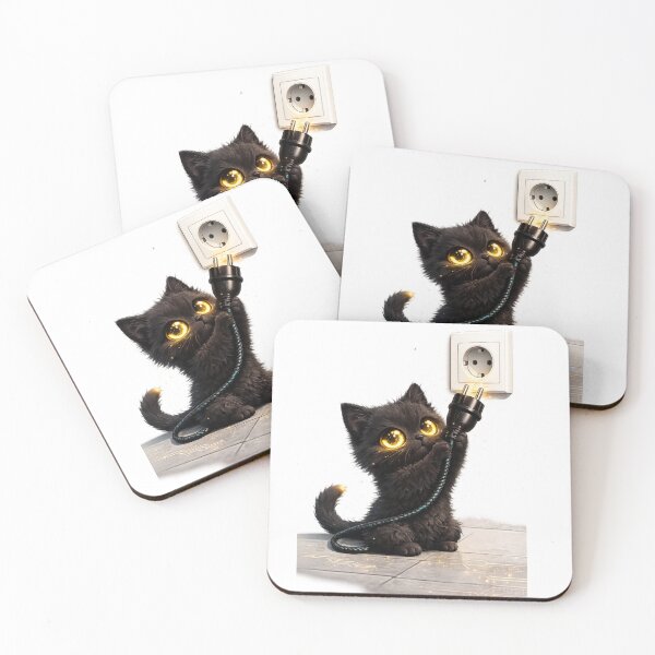 Item preview, Electric Kitten - Neon Eye Black Cat Plug designed and sold by WattSarkasmus.