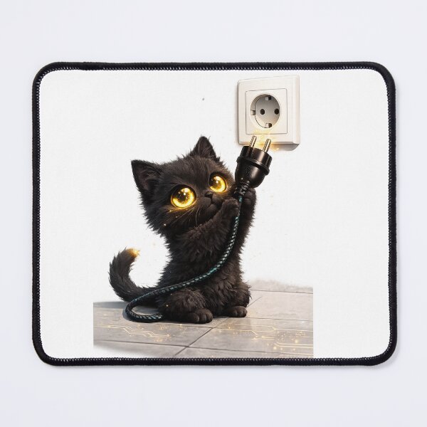 Item preview, Electric Kitten - Neon Eye Black Cat Plug designed and sold by WattSarkasmus.