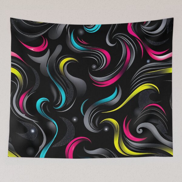 Item preview, Vibrant And Dynamic Abstract Style  By Flowing Swirling Forms Set Against A Stark Black Background designed and sold by KLERIKSTORE.