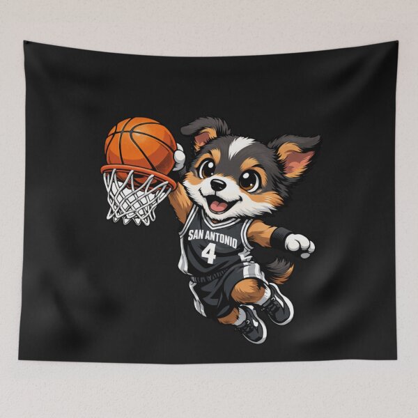 Item preview, San Antonio Basketball Dog Puppy Hoops Fan designed and sold by Tsugraf Designs.