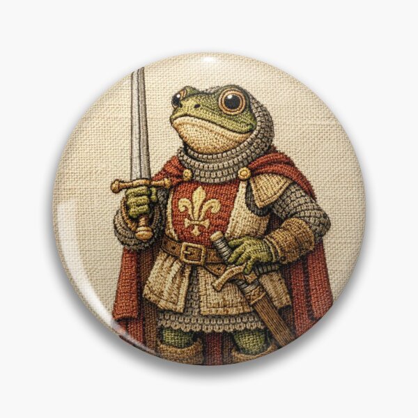 Item preview, Cute Frog Knight | Cottagecore Embroidered Animals designed and sold by doinitzart.