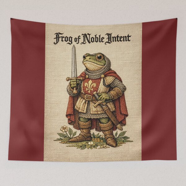 Item preview, Cute Frog Knight | Cottagecore Embroidered Animals designed and sold by doinitzart.