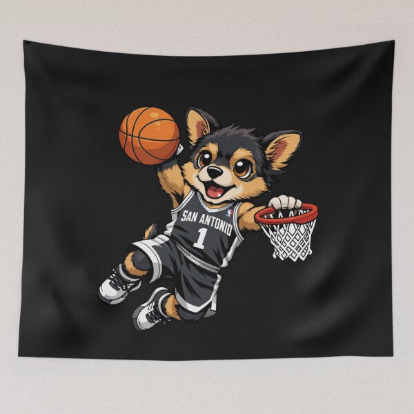 Item preview, Cute Dog Playing Basketball Dunk Shot designed and sold by Tsugraf Designs.