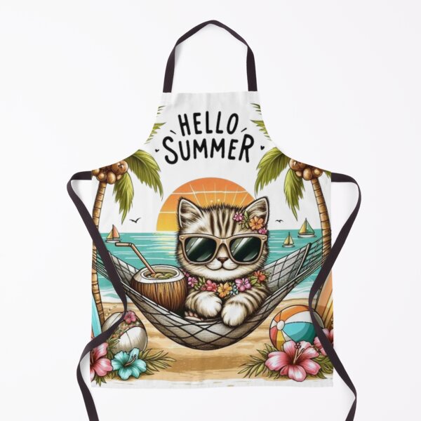 Item preview, Summer Vibes Cat Paradise | Tropical Sunset & Surfboard Illustration designed and sold by ZairDesign.