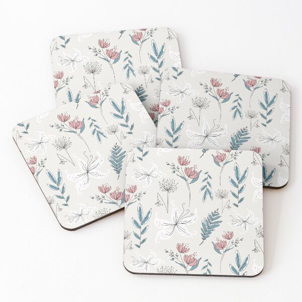 Item preview, winter floral on cloud dancer soft pastel grey designed and sold by kobyakov.