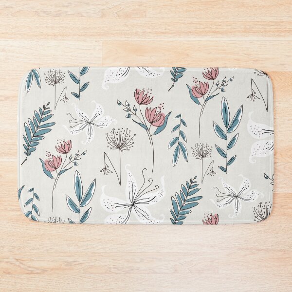 Item preview, winter floral on cloud dancer soft pastel grey designed and sold by kobyakov.