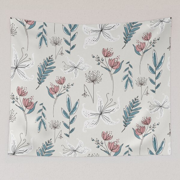 Item preview, winter floral on cloud dancer soft pastel grey designed and sold by kobyakov.