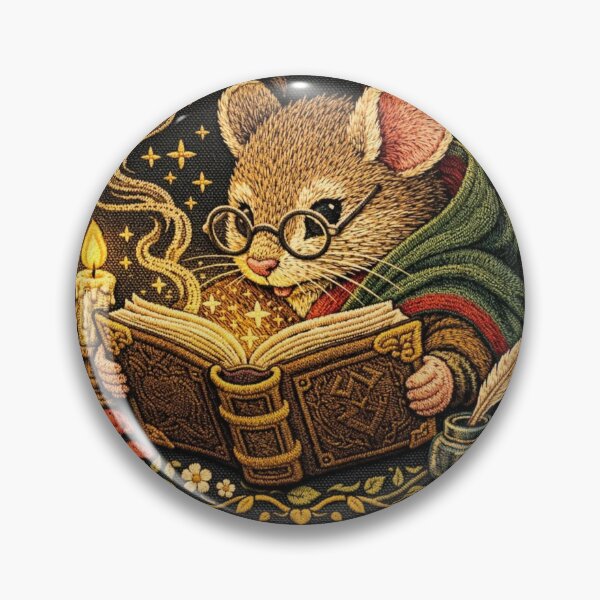 Item preview,  Wizard Mouse Reading | Cottagecore Embroidered Animal Art designed and sold by doinitzart.