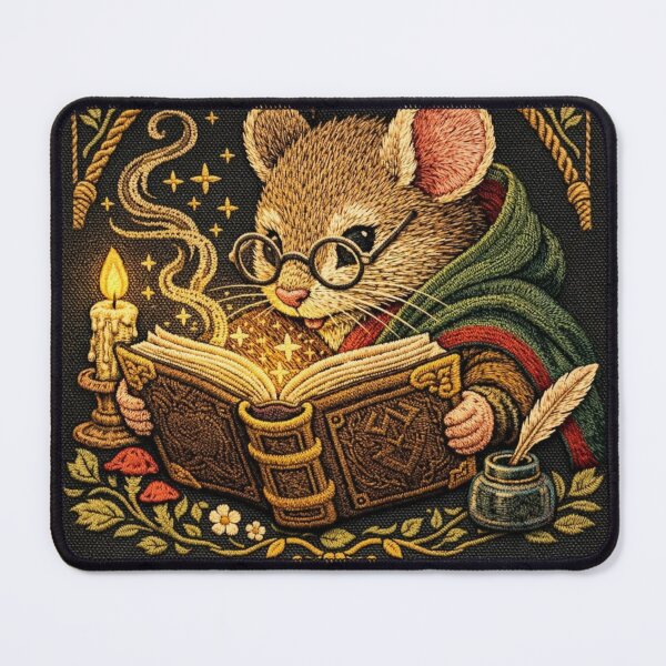 Item preview,  Wizard Mouse Reading | Cottagecore Embroidered Animal Art designed and sold by doinitzart.