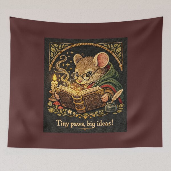 Item preview,  Wizard Mouse Reading | Cottagecore Embroidered Animal Art designed and sold by doinitzart.