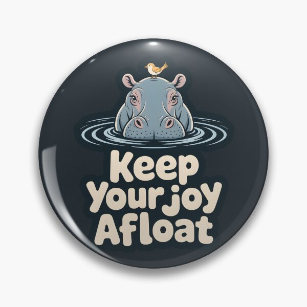 Item preview, Keep Your Joy Afloat – Minimalist Hippo Art Print, Bird on Head Illustration designed and sold by Montodesign.