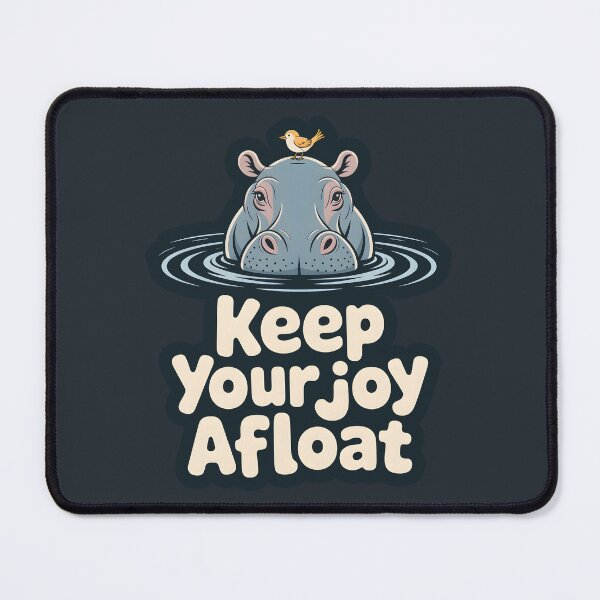 Item preview, Keep Your Joy Afloat – Minimalist Hippo Art Print, Bird on Head Illustration designed and sold by Montodesign.