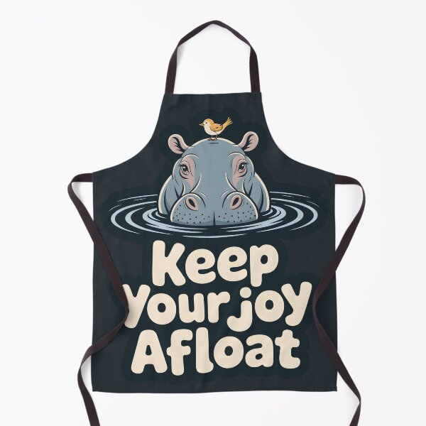 Item preview, Keep Your Joy Afloat – Minimalist Hippo Art Print, Bird on Head Illustration designed and sold by Montodesign.