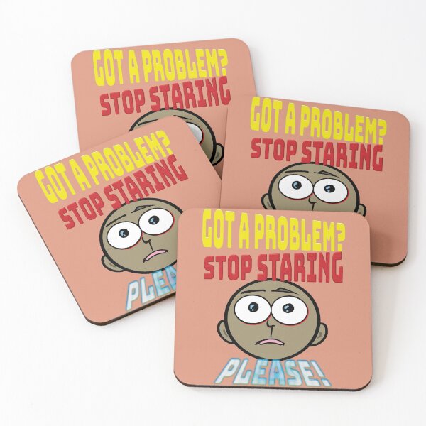 Item preview, A hesitant, feverish face that says, "Got a problem? Stop staring. Please!" designed and sold by Alan-David.