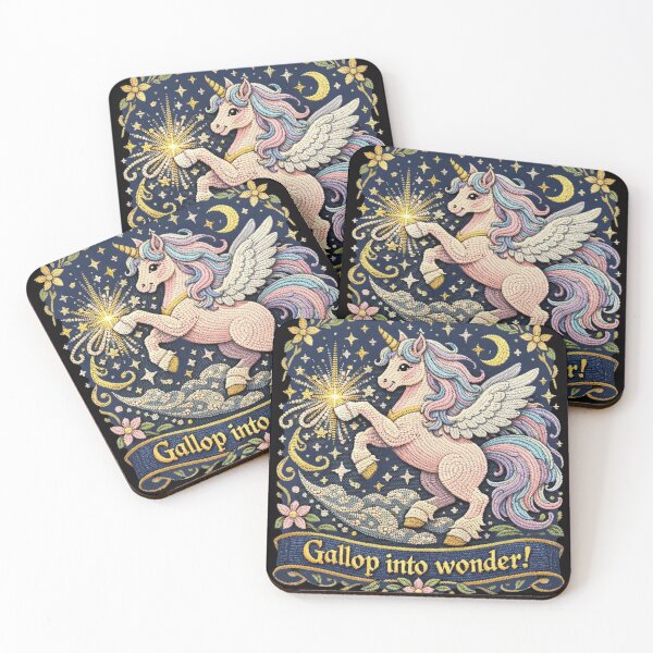 Item preview, Pink Unicorn I Cottagecore Embroidered Animals designed and sold by doinitzart.