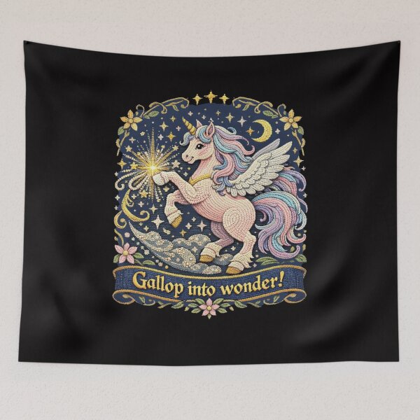 Item preview, Pink Unicorn I Cottagecore Embroidered Animals designed and sold by doinitzart.