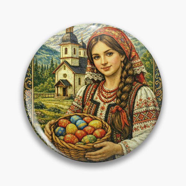 Item preview, Happy Easter Girl in East European Costume | Cottagecore Embroidered Art designed and sold by doinitzart.