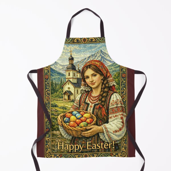 Item preview, Happy Easter Girl in East European Costume | Cottagecore Embroidered Art designed and sold by doinitzart.