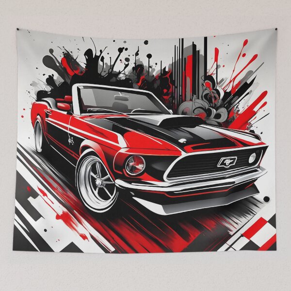 Item preview, Mustang Fastback Red and Black Ink Art designed and sold by rgagliardi2017.
