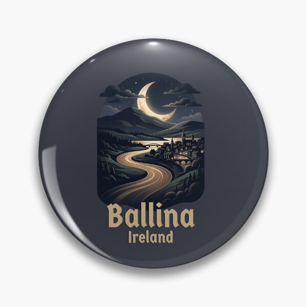 Item preview, Ballina Ireland Moonlit Valley Retro Landscape designed and sold by MythicCotton.