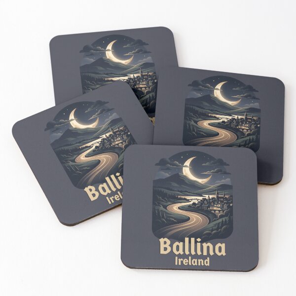 Item preview, Ballina Ireland Moonlit Valley Retro Landscape designed and sold by MythicCotton.