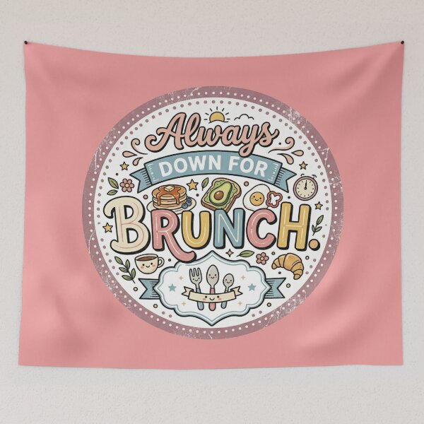 Item preview, Always Down for Brunch Cute Retro Food Graphic – Funny Brunch Lover Design designed and sold by TheStephanieRome.