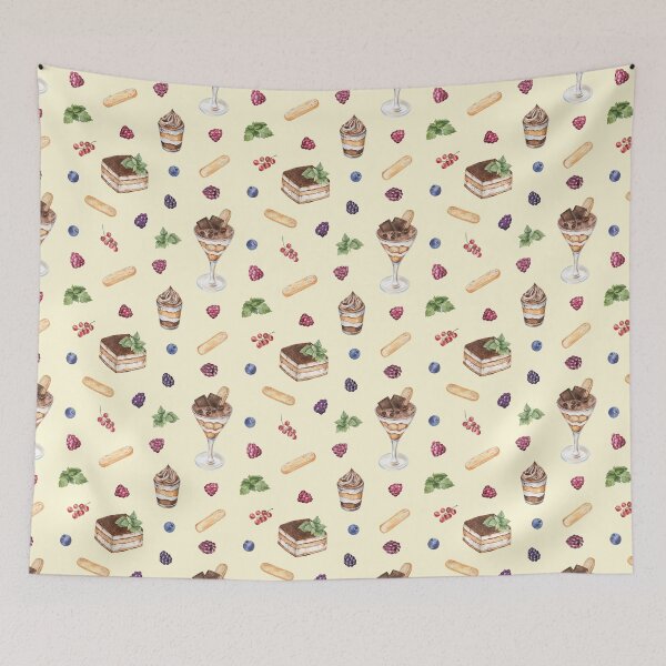 Item preview, Tiramisu Dessert Pattern on Yellow-Cream designed and sold by Flowersforbear.