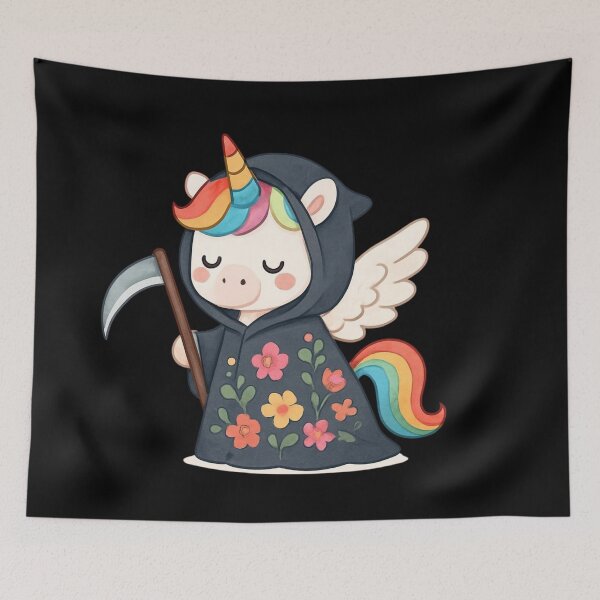 Item preview, Unicorn Death with flowers designed and sold by uunaa.