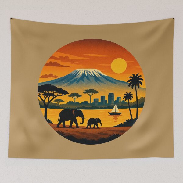 Item preview, Kilimanjaro, Tanzania Sunset Safari - African Landscape designed and sold by Myra365Art.