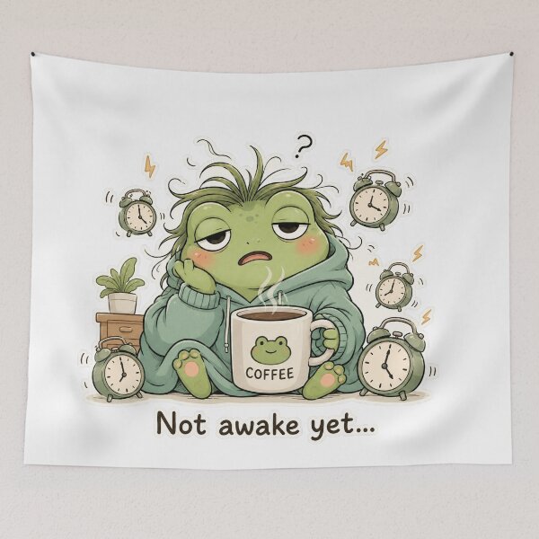 Item preview, Cute Frog Morning Coffee System Failure Mood designed and sold by Sadia  Jannat.