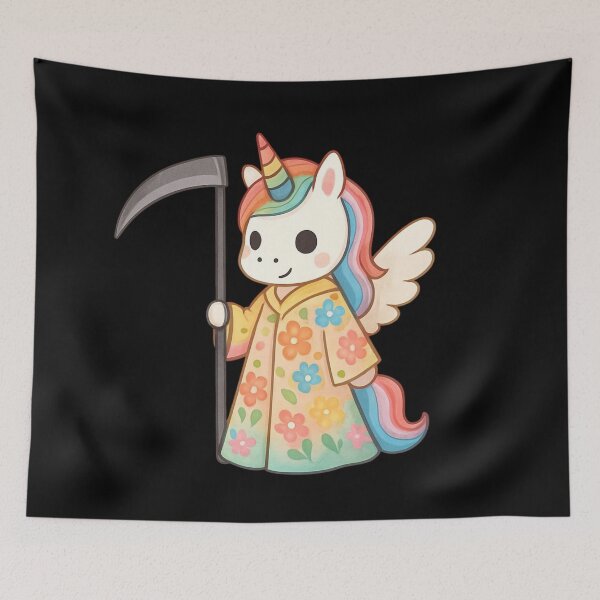 Item preview, Unicorn Death with flowers designed and sold by uunaa.