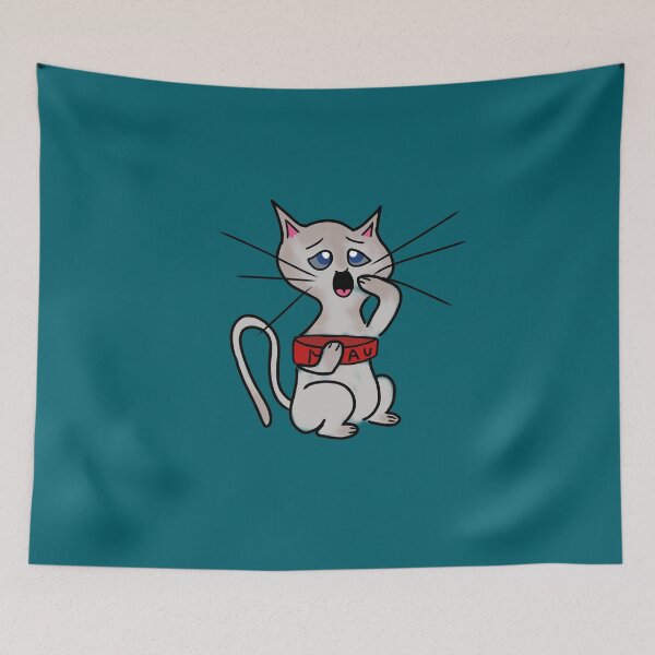 Item preview, Kitten, friend of the Greedy Cat. Blue backgrounds designed and sold by Darlenehb.