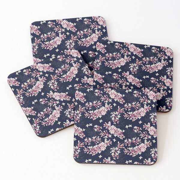 Item preview, Syringa small flower pattern - Pale Pink and Navy designed and sold by Hide&Quill.