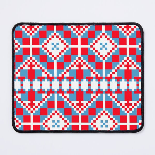 Item preview, Patrón folclórico de píxeles rojos y azules: estética de bordado geométrico retro. designed and sold by KostekArtShop.