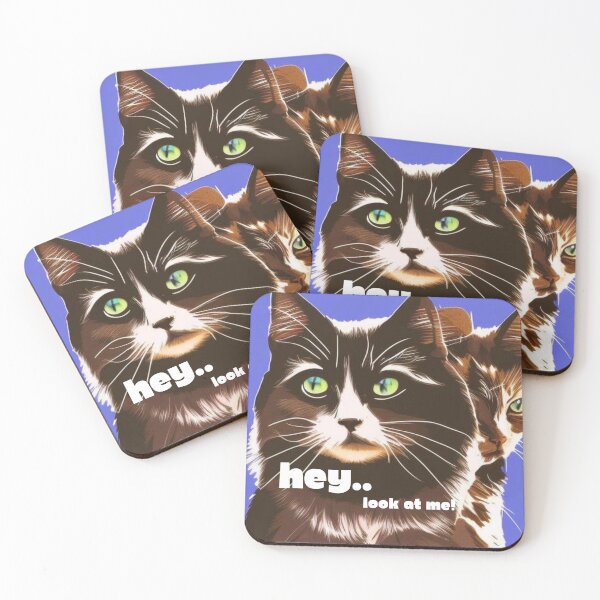 Item preview, Funny "Hey Look At Me" Cat Art - Retro Aesthetic Illustration designed and sold by crystalar95.