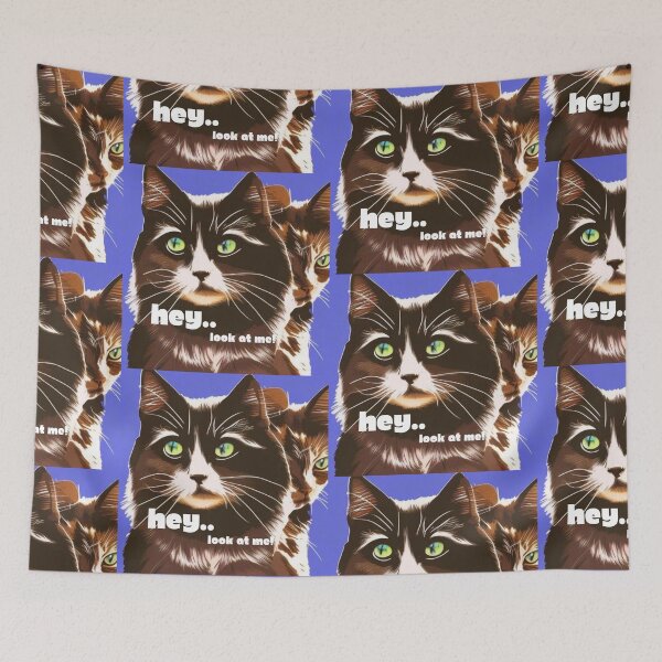 Item preview, Funny "Hey Look At Me" Cat Art - Retro Aesthetic Illustration designed and sold by crystalar95.