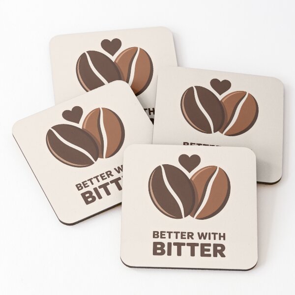 Item preview, Better with Bitter – Minimalist Coffee Bean Art, Heart Negative Space Illustration designed and sold by Montodesign.