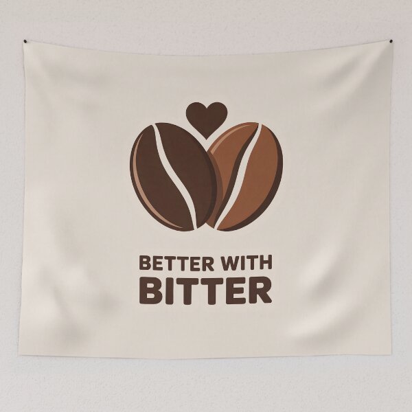 Item preview, Better with Bitter – Minimalist Coffee Bean Art, Heart Negative Space Illustration designed and sold by Montodesign.