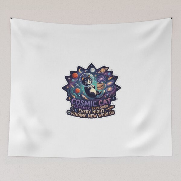 Item preview, Cosmic Cat Astronaut - Y2K Retro Space Sticker Art designed and sold by Csstoree.