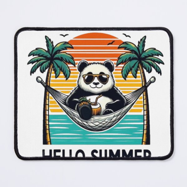 Item preview, Hello Summer Panda | Retro Sunset Hammock Beach Art designed and sold by ZairDesign.