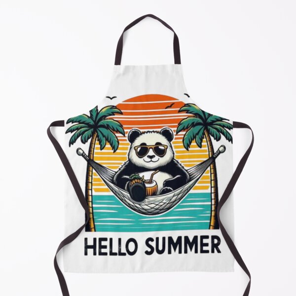 Item preview, Hello Summer Panda | Retro Sunset Hammock Beach Art designed and sold by ZairDesign.